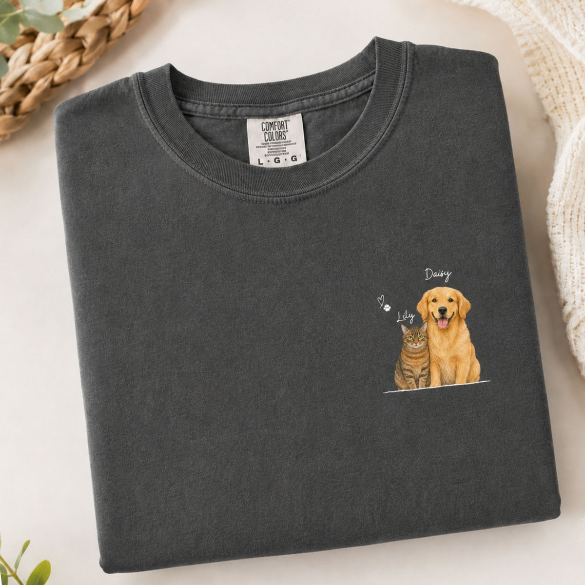 Custom Watercolor Pet Portrait Shirt with Name – Dog & Cat T-Shirt.