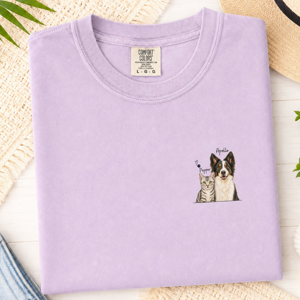 Custom Two Pet Portrait T-Shirt with Names.