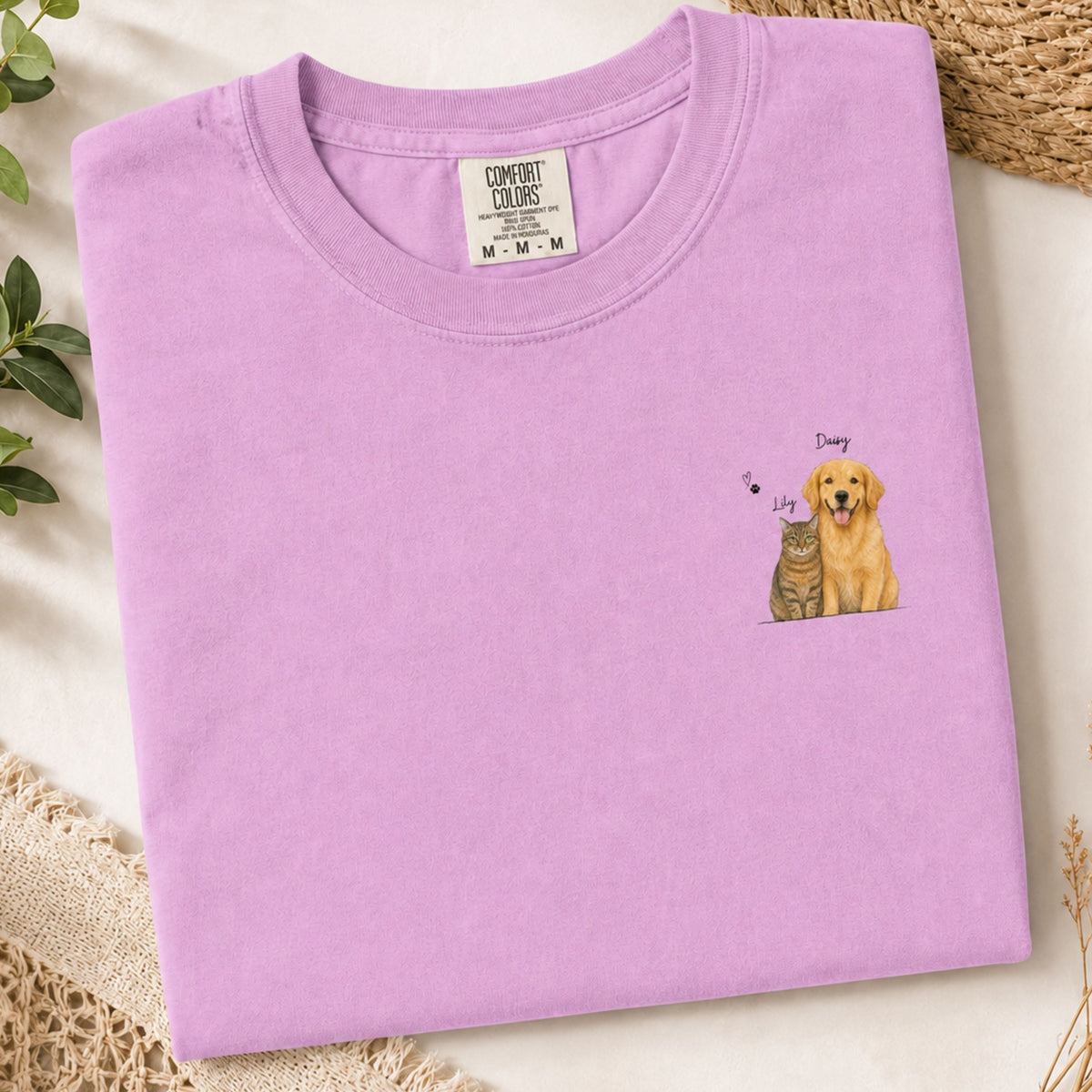 Custom Watercolor Pet Portrait Shirt with Name – Dog & Cat T-Shirt.