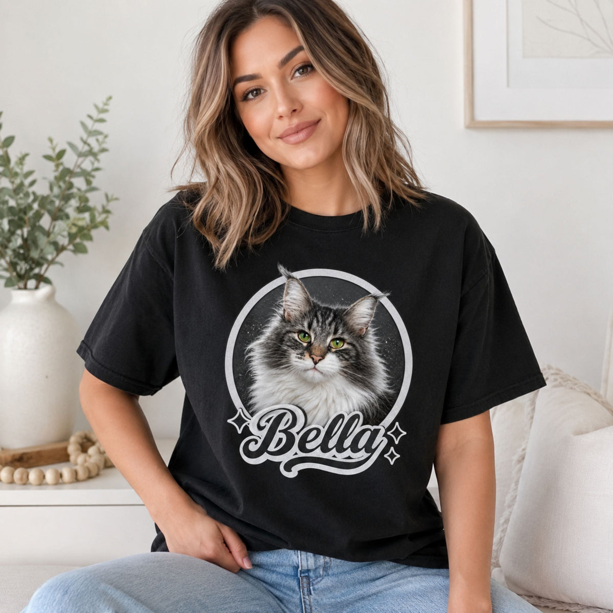 Custom Cat Shirt – Personalized Vintage Pet Portrait Tee.