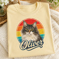 Custom Cat Shirt – Personalized Retro Pet Portrait T-Shirt.