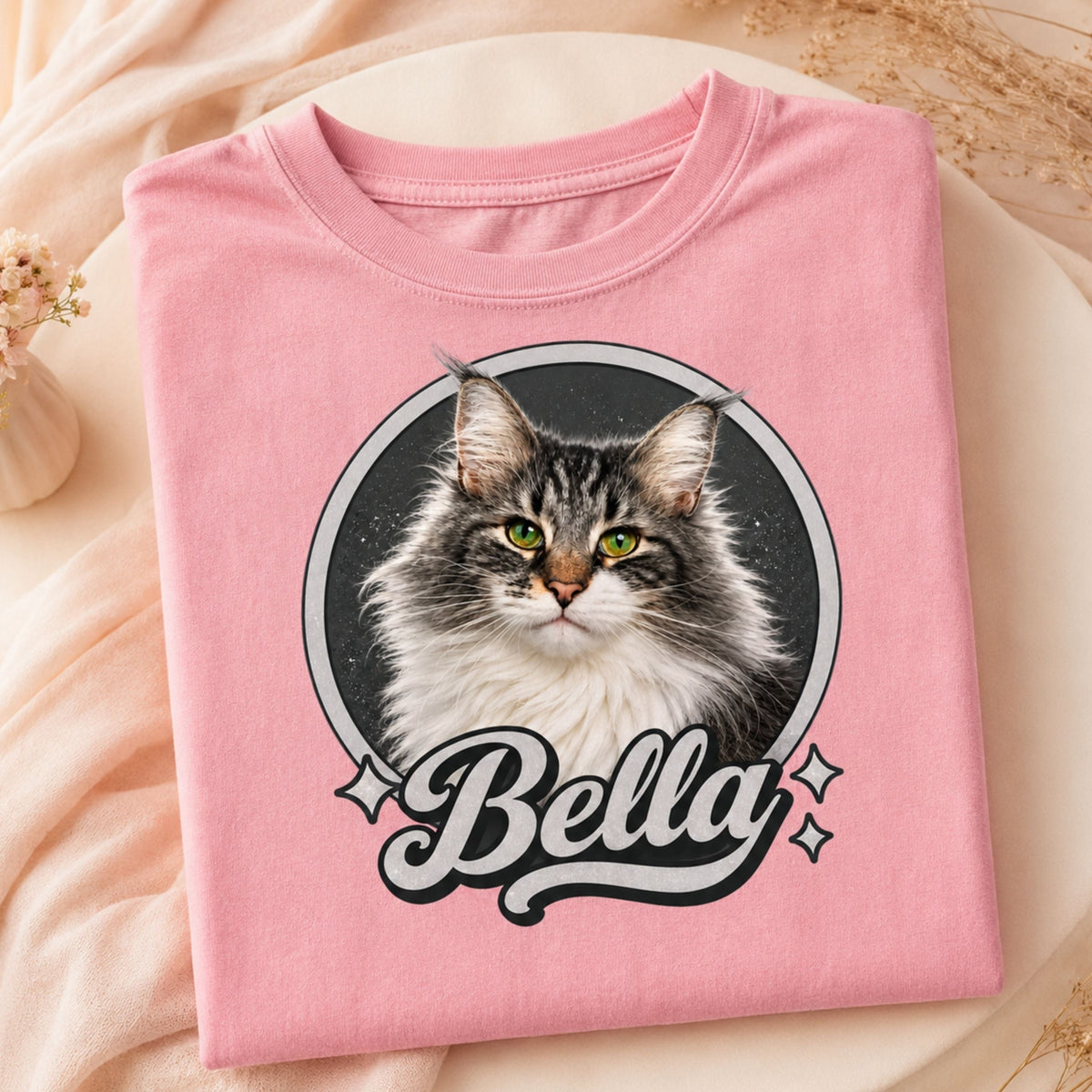 Custom Cat Shirt – Personalized Vintage Pet Portrait Tee.