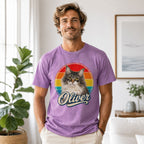 Custom Cat Shirt – Personalized Retro Pet Portrait T-Shirt.