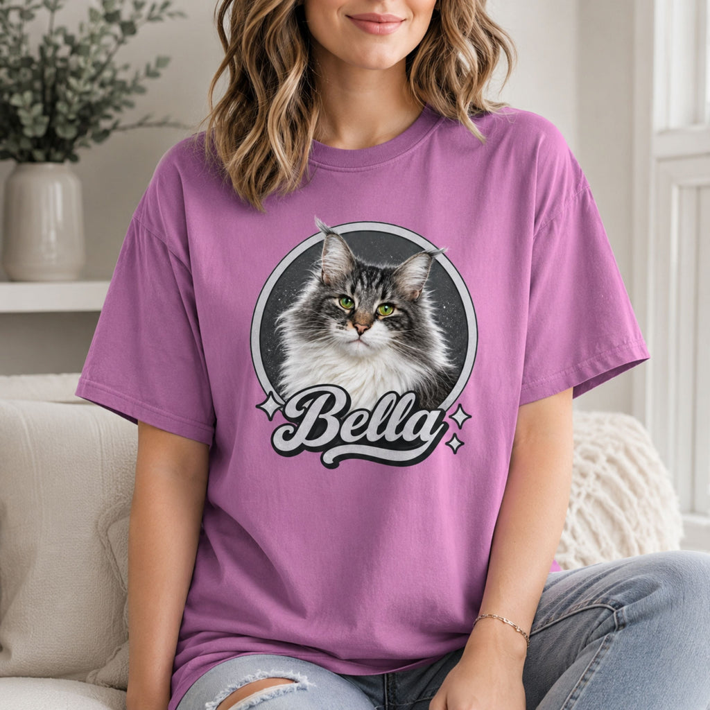 Custom Cat Shirt – Personalized Vintage Pet Portrait Tee.