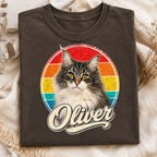 Custom Cat Shirt – Personalized Retro Pet Portrait T-Shirt.