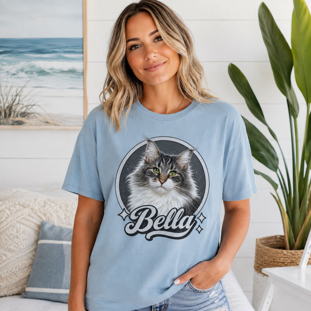 Custom Cat Shirt – Personalized Vintage Pet Portrait Tee.
