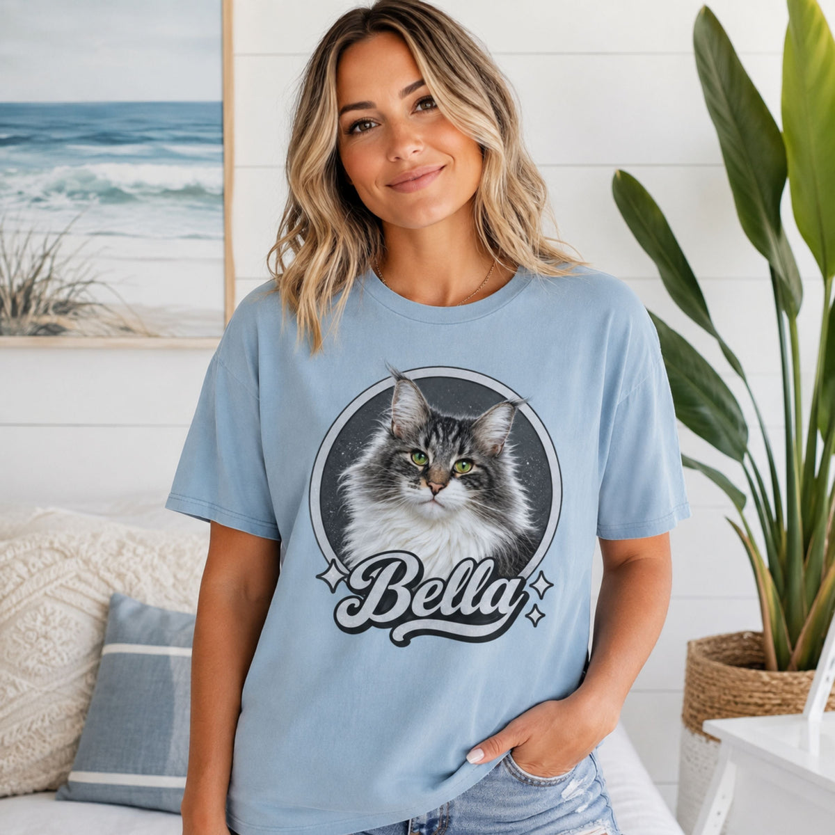 Custom Cat Shirt – Personalized Vintage Pet Portrait Tee.