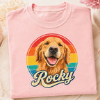 Custom Dog T-Shirt – Personalized Retro Pet Portrait.