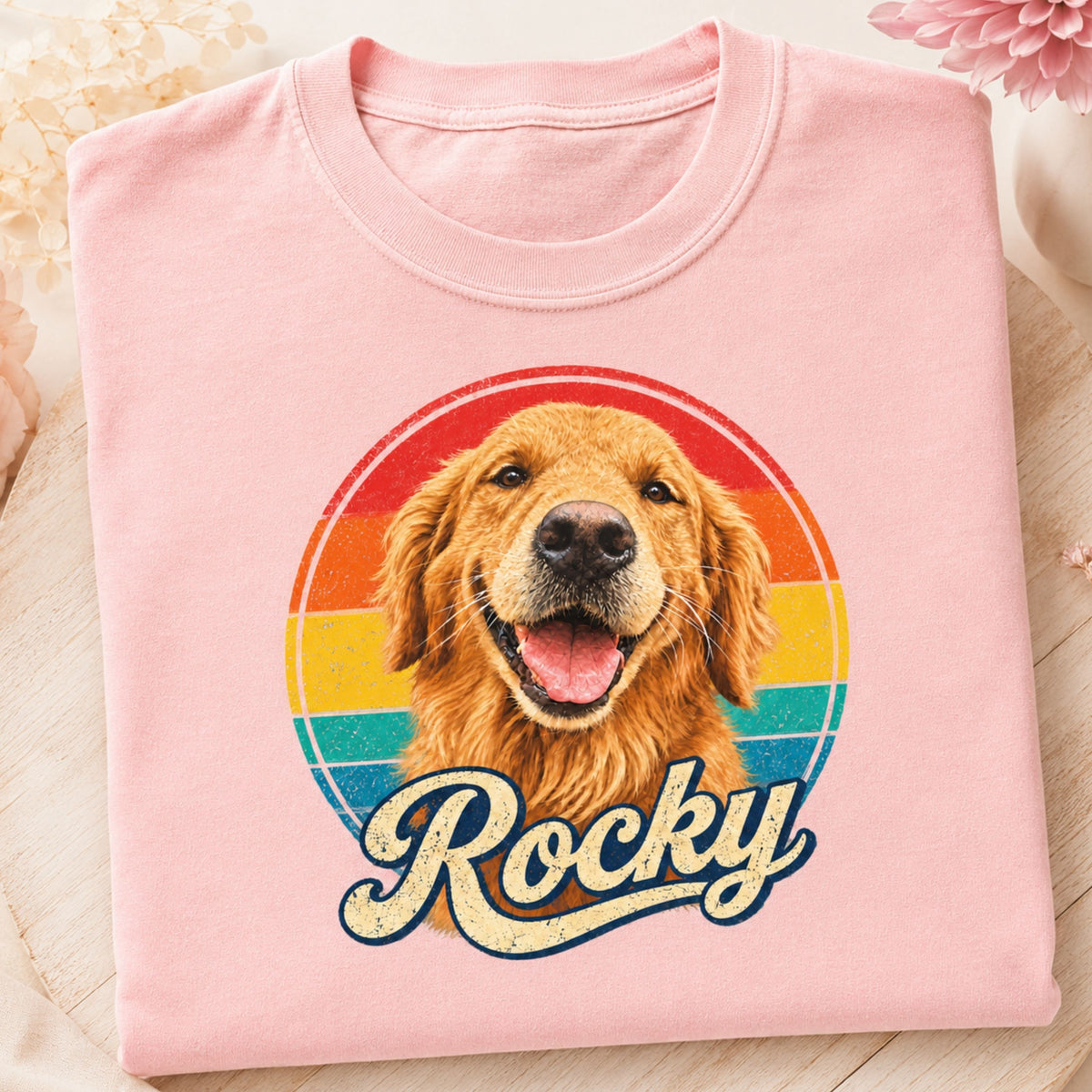 Custom Dog T-Shirt – Personalized Retro Pet Portrait.