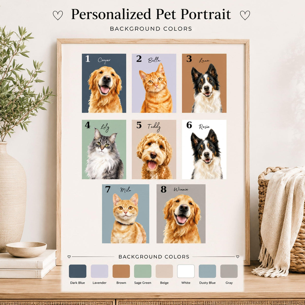 Custom Minimalist Pet Portrait from Photo | Personalized Pet Art.