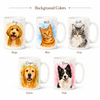 Personalized Watercolor Pet Portrait Mug | Custom Cat & Dog Gift.