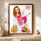 Custom Female Birthday Caricature Portrait – Personalized Gift.
