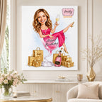 Custom Female Birthday Caricature Portrait – Personalized Gift.