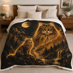 Custom Cat Moon Watercolor Blanket – Personalized Celestial Portrait