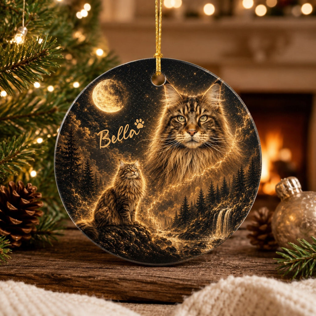 Custom Cat Moon Ornament – Personalized Celestial Pet Gift