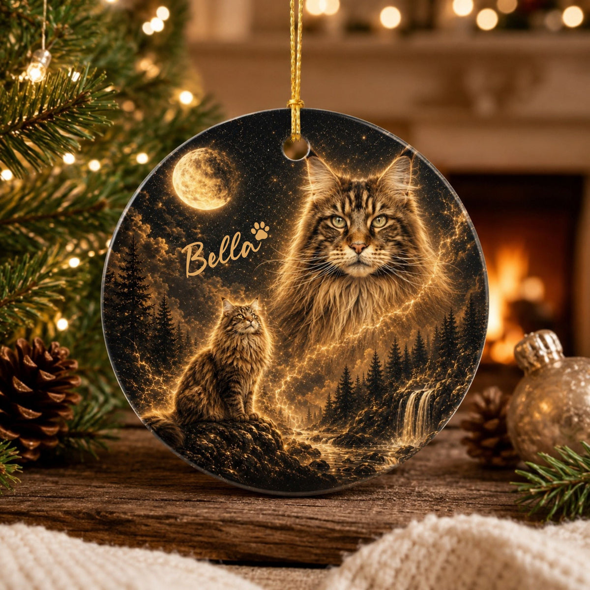 Custom Cat Moon Ornament – Personalized Celestial Pet Gift
