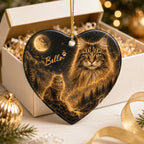 Custom Cat Moon Ornament – Personalized Celestial Pet Gift