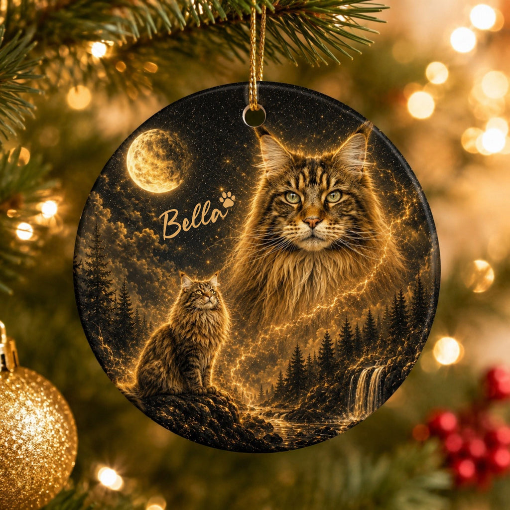 Custom Cat Moon Ornament – Personalized Celestial Pet Gift