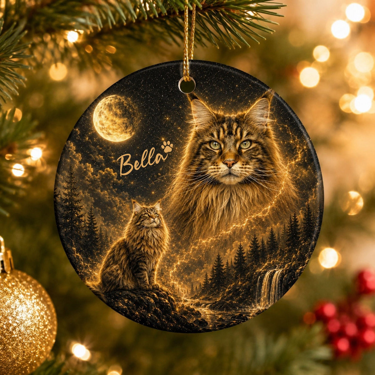 Custom Cat Moon Ornament – Personalized Celestial Pet Gift