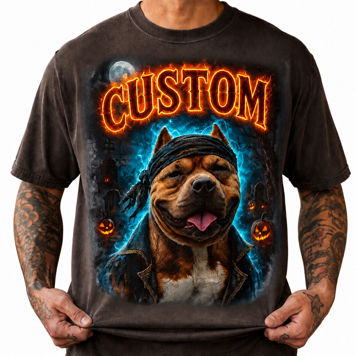 Custom Pet Halloween Shirt – Spooky Portrait T-Shirt.