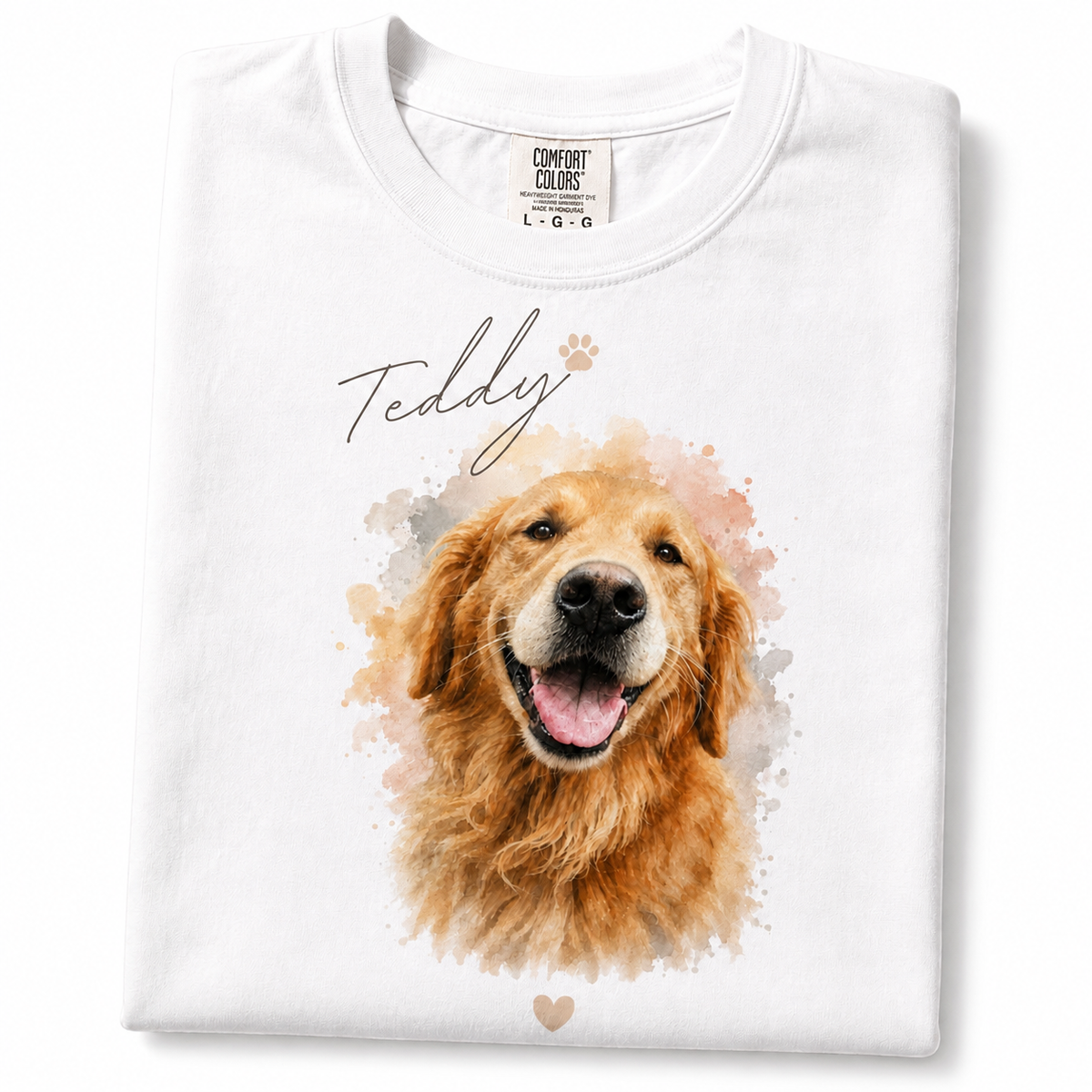 Custom Pet Portrait T-Shirt – Watercolor Dog Memorial.