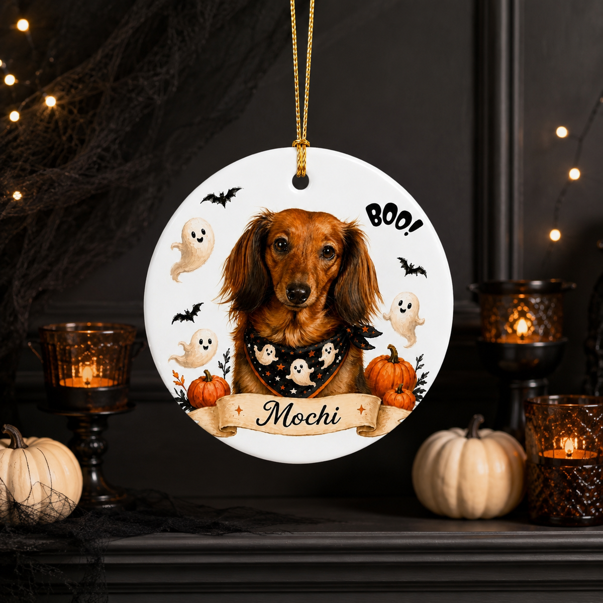 Personalized Dog Halloween Ornament – Custom Pet Photo Keepsake.