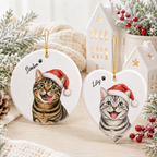 Funny Cat Christmas Ornament – Personalized Santa Portrait