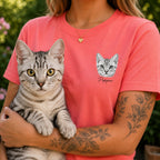 Custom Cat Shirt with Personalized Minimalist Pet Portrait.