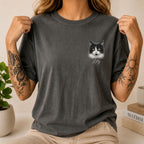 Custom Cat Shirt with Personalized Minimalist Pet Portrait.