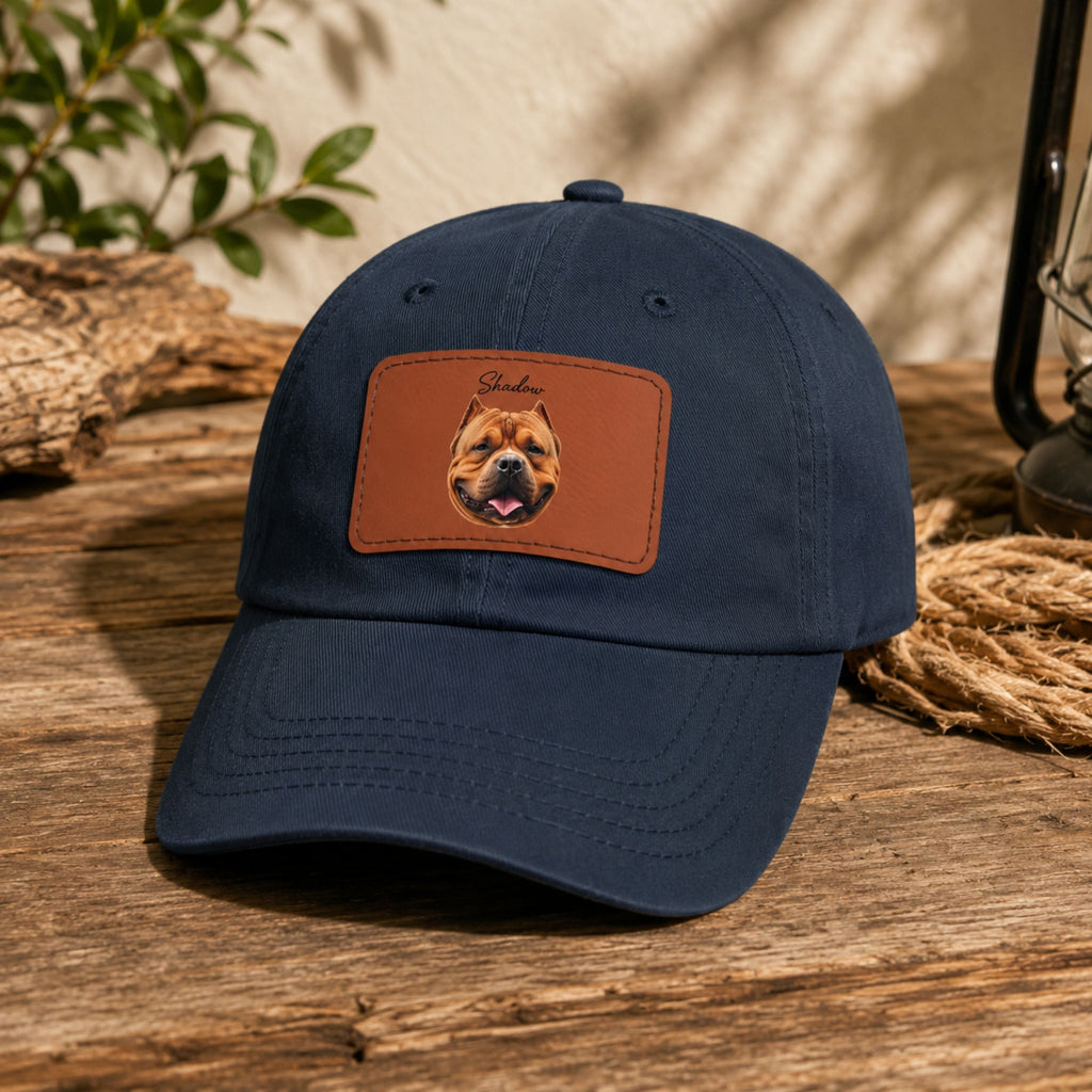 Custom Pet Portrait Dad Hat with Personalized Name Patch.
