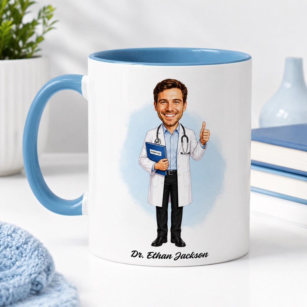 Personalized Doctor Caricature Mug – Create Their Gift Today.