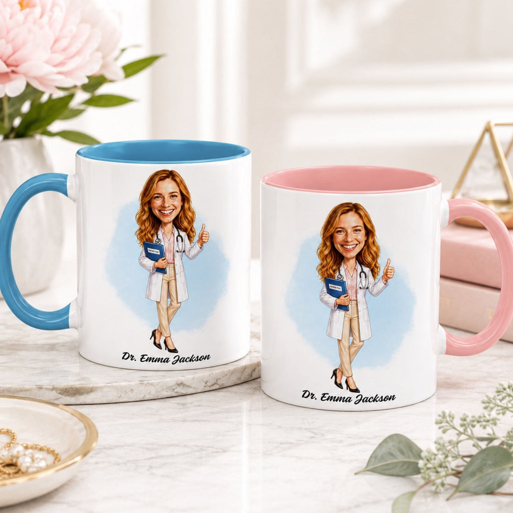 Personalized Doctor Caricature Mug – A Gift They’ll Love.