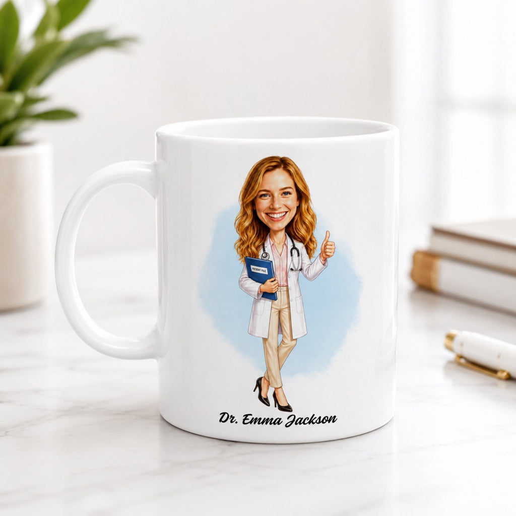 Personalized Doctor Caricature Mug – A Gift They’ll Love.