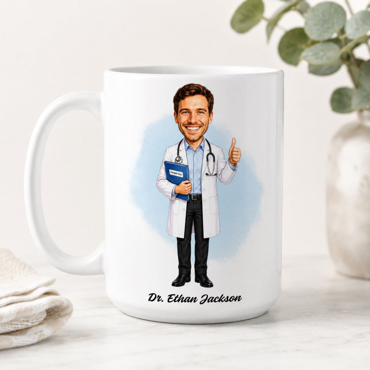 Personalized Doctor Caricature Mug – Create Their Gift Today.