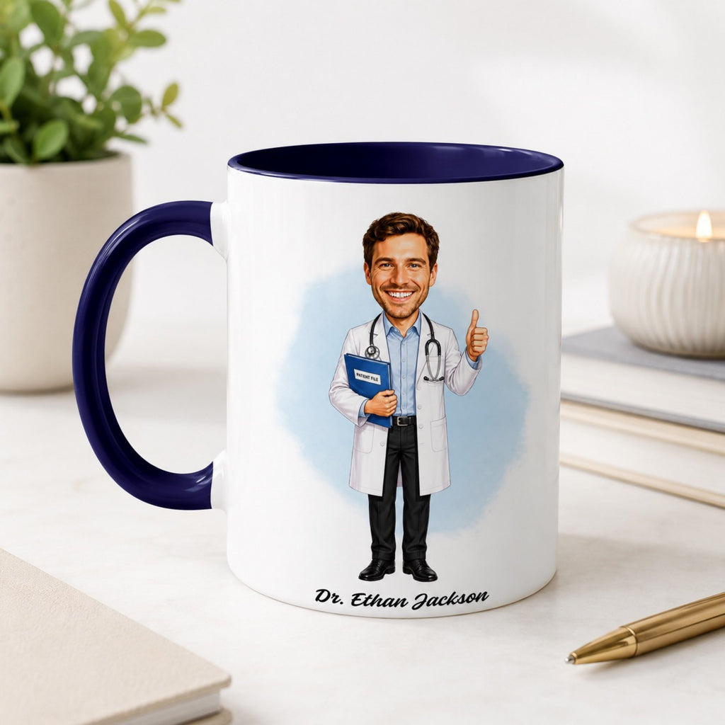 Personalized Doctor Caricature Mug – Create Their Gift Today.