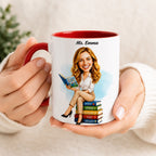 Custom Elementary Teacher Caricature Mug – Personalized Gift.