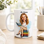 Custom Elementary Teacher Caricature Mug – Personalized Gift.