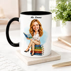 Custom Elementary Teacher Caricature Mug – Personalized Gift.