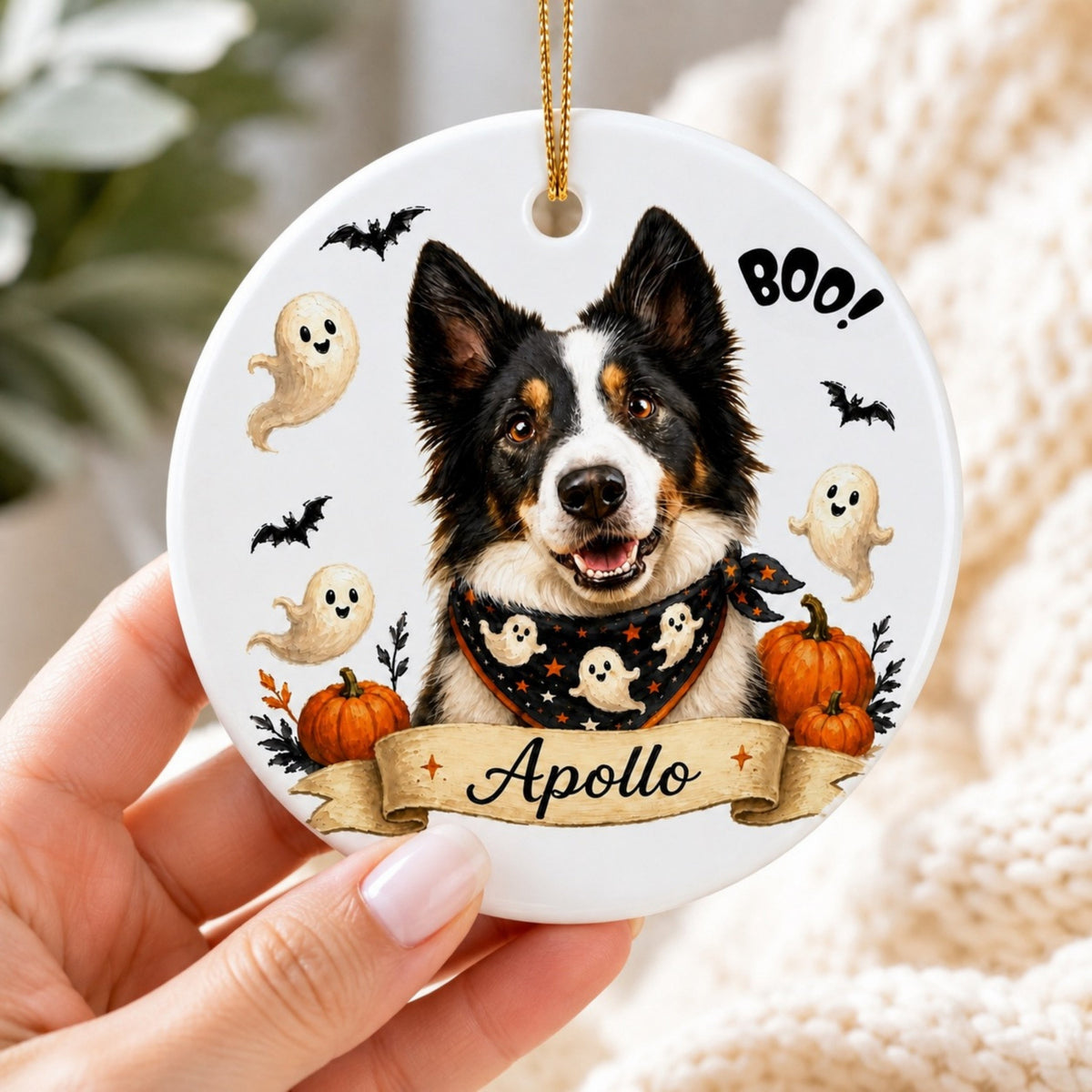 Personalized Dog Halloween Ornament – Custom Pet Photo Keepsake.