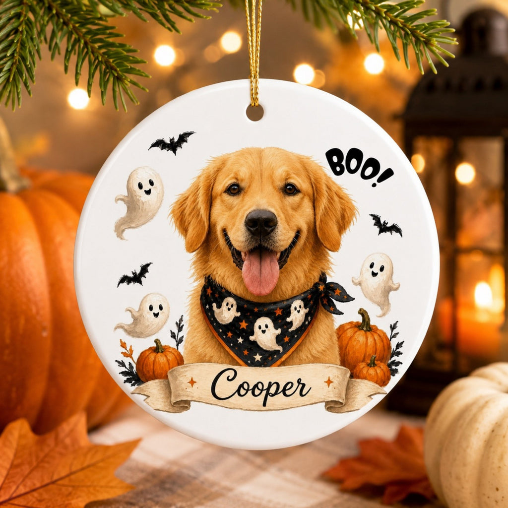 Personalized Dog Halloween Ornament – Custom Pet Photo Keepsake.