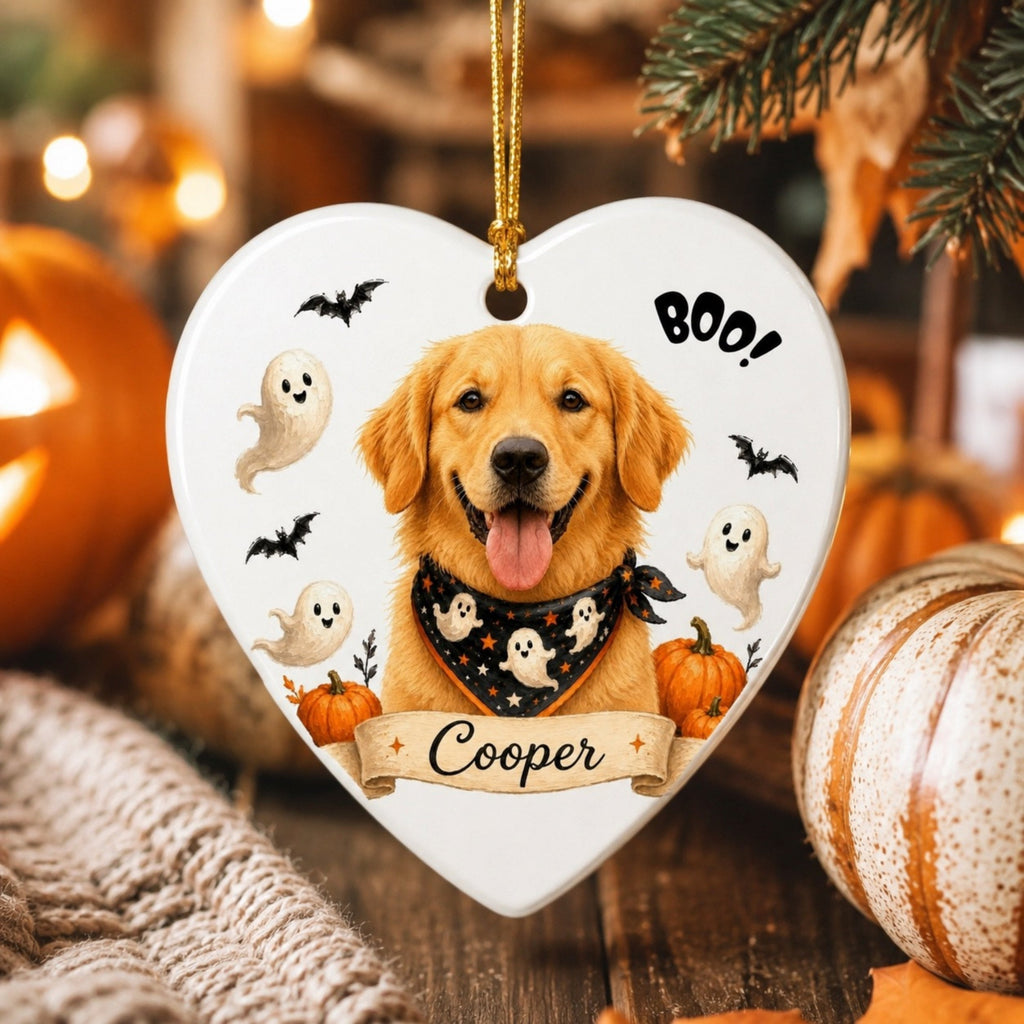 Personalized Dog Halloween Ornament – Custom Pet Photo Keepsake.