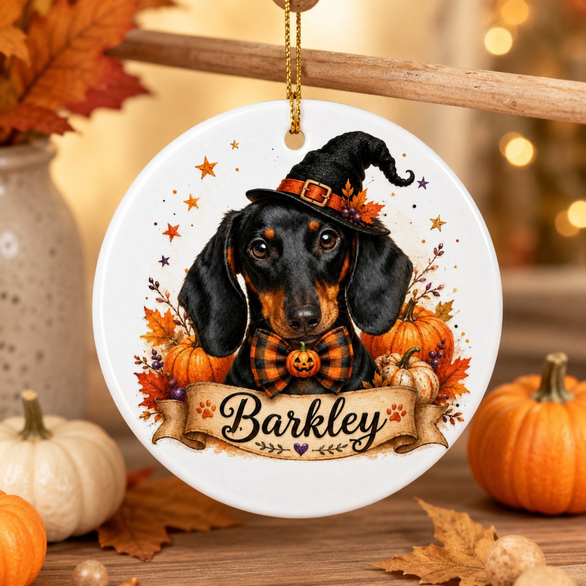 Custom Pet Halloween Ornament – Personalized Dog or Cat Portrait.