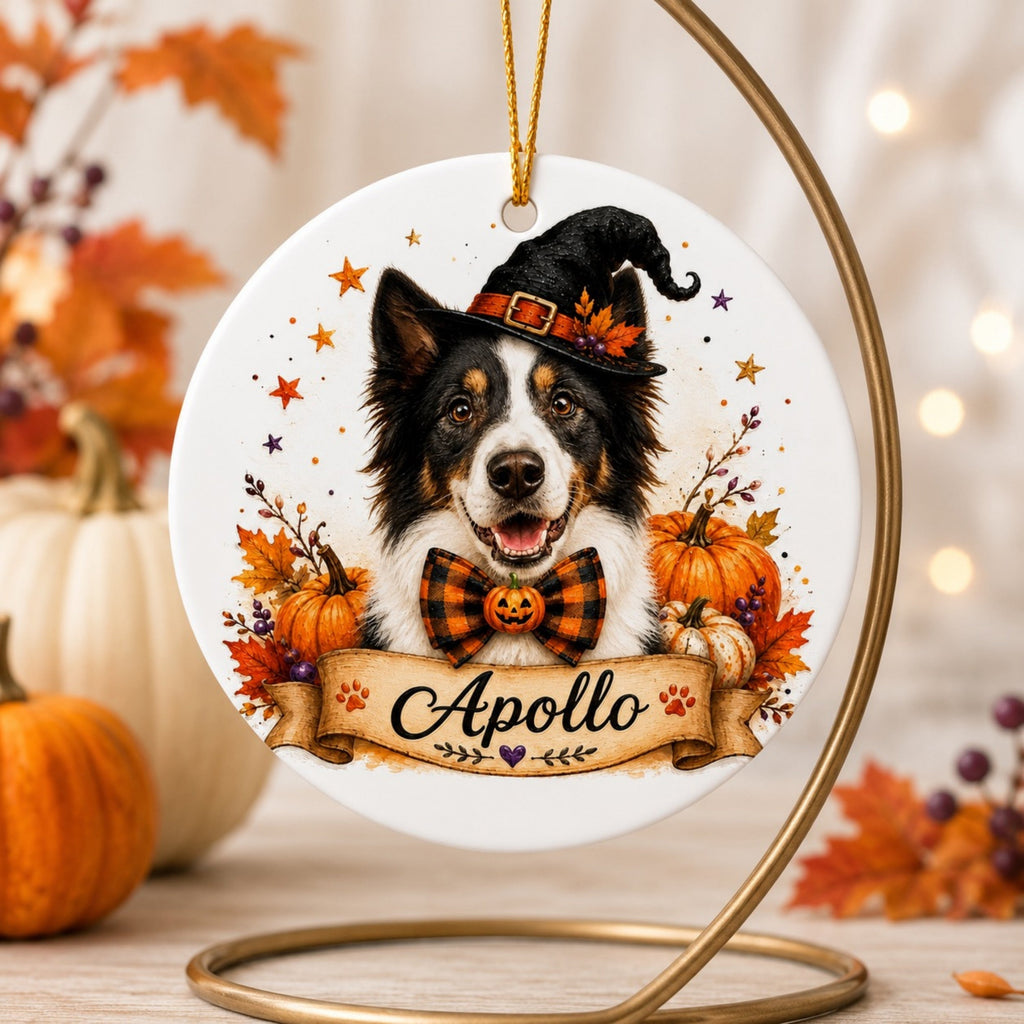 Custom Pet Halloween Ornament – Personalized Dog or Cat Portrait.