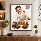 Custom Male Birthday Caricature – Whiskey Gift Portrait.