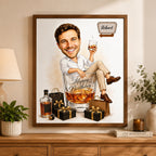 Custom Male Birthday Caricature – Whiskey Gift Portrait.