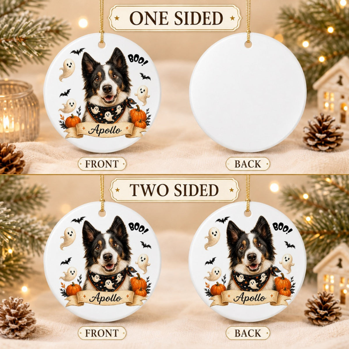 Personalized Dog Halloween Ornament – Custom Pet Photo Keepsake.