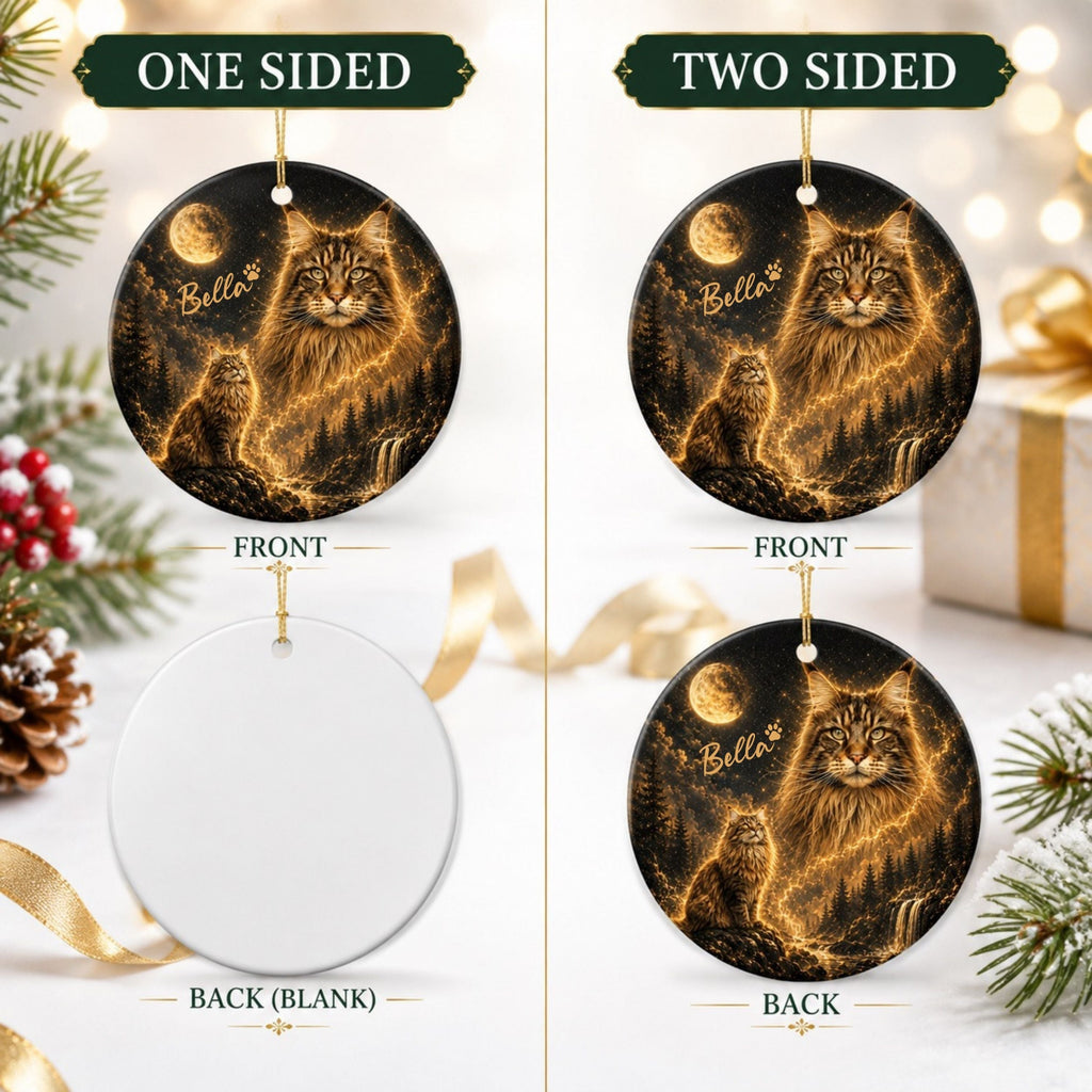 Custom Cat Moon Ornament – Personalized Celestial Pet Gift