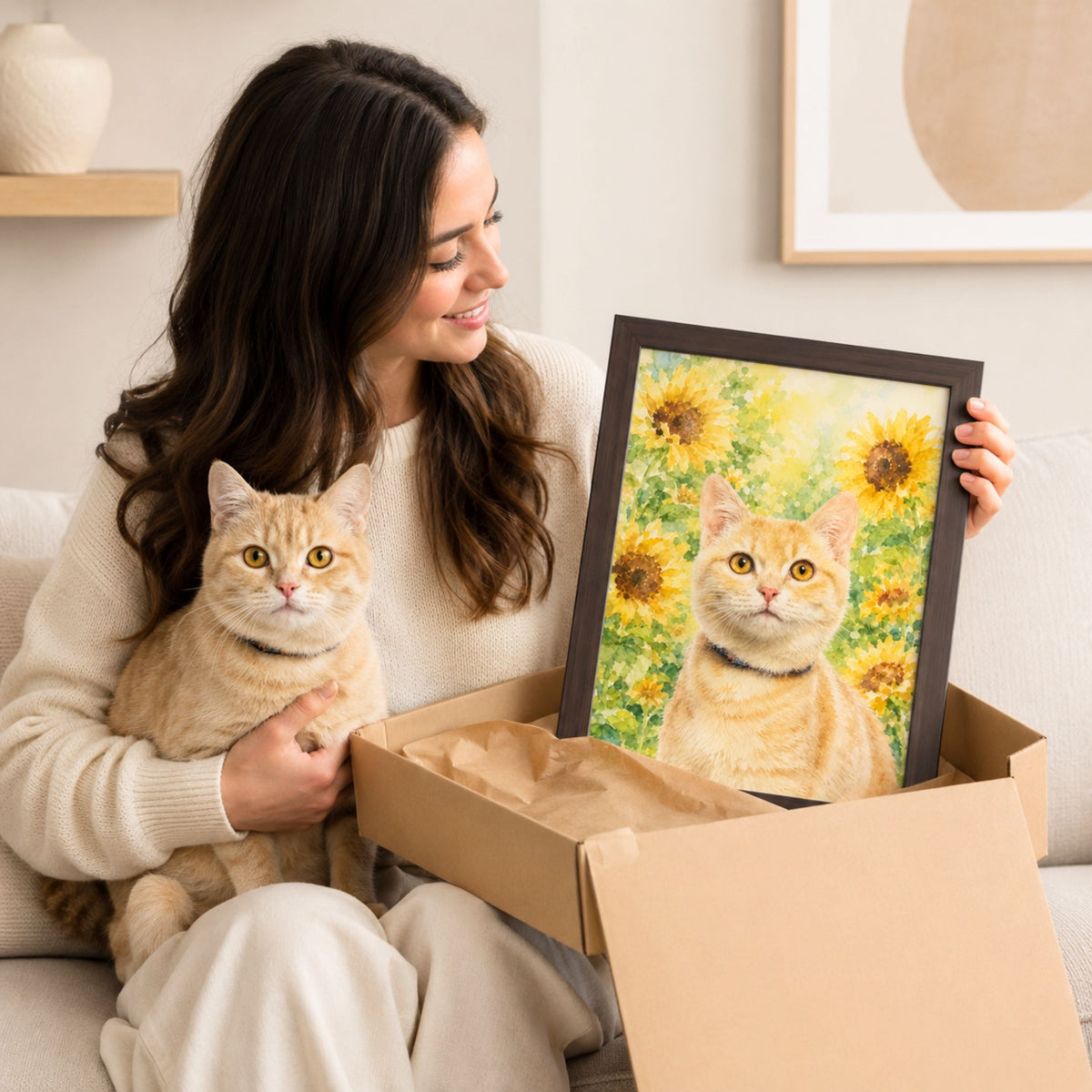 Custom Watercolor Pet Portrait from Photo | Personalized Floral Dog Art.