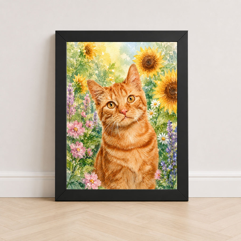 Custom Watercolor Pet Portrait from Photo | Personalized Floral Dog Art.