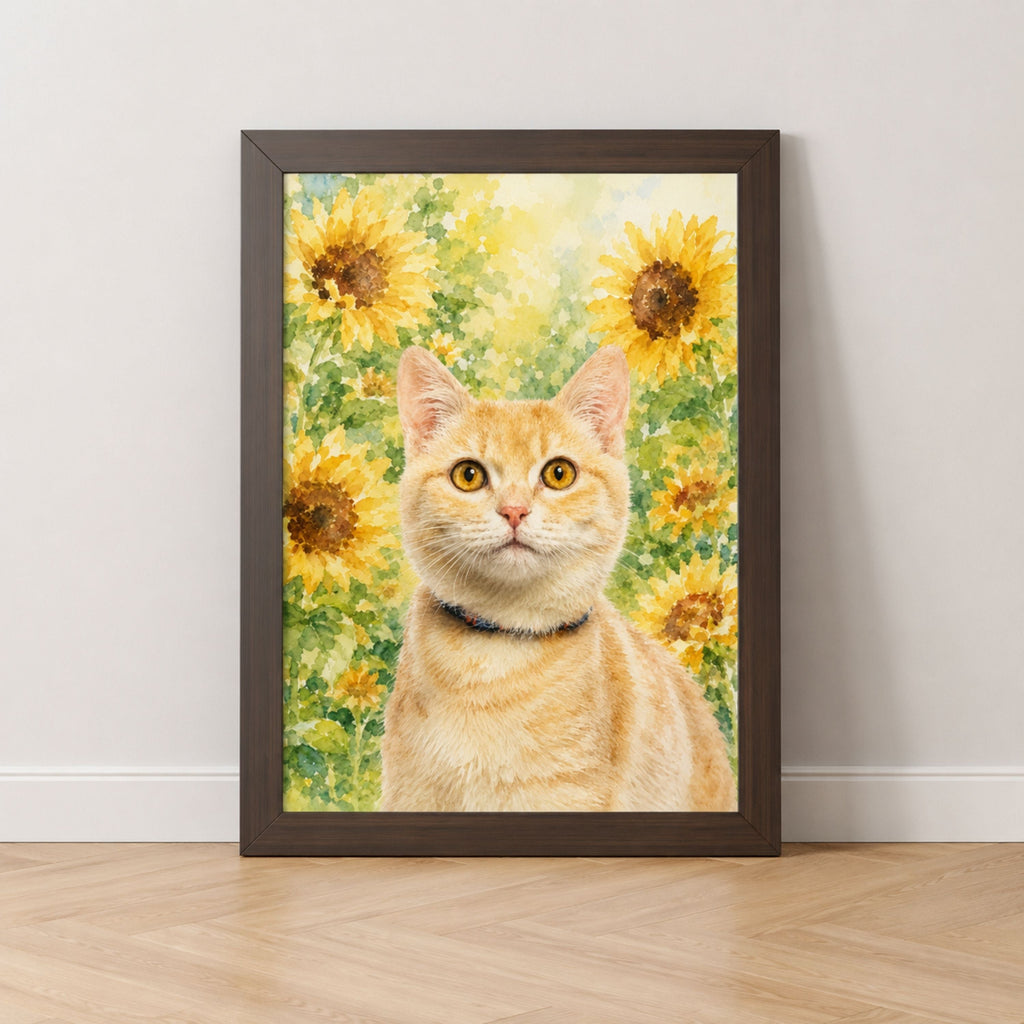 Custom Watercolor Pet Portrait from Photo | Personalized Floral Dog Art.